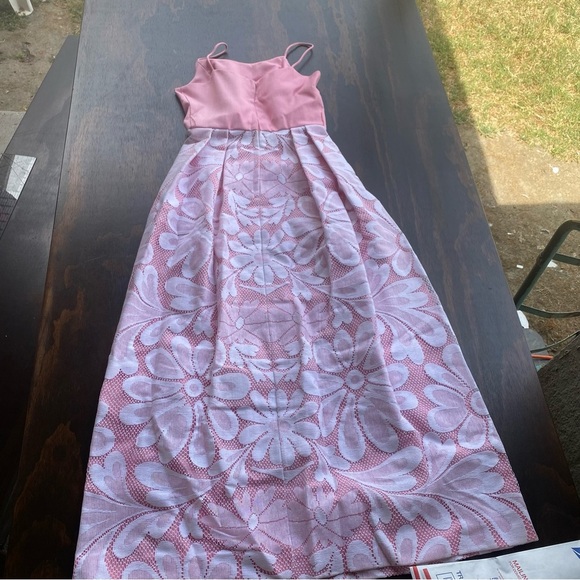 Vintage Handmade Pink Floral Women’s Spaghetti Straps Maxi Dress - Picture 9 of 15